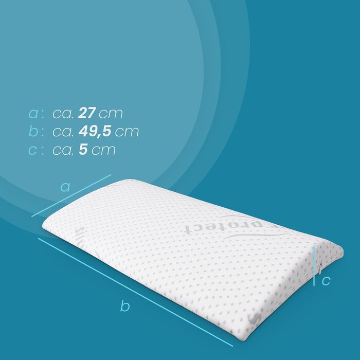 Подушка для шиї Bestlivings з піни Memory Foam (30x35x9 см) з антимікробним срібним чохлом Öko-Tex - Ортопедична подушка для подорожей та підтримки спини