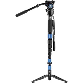 Монопод SIRUI P-324SR+VH-10X з опорною ніжкою і відеоголовою, вуглецевий, 20° нахил, 360° обертання