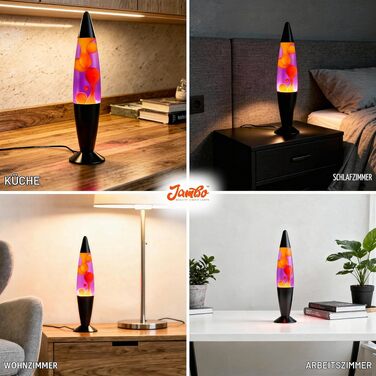 Рідкісна лава-лампа Jambo Liquid Motion з чорною підставкою, 40.6 см, фіолетова