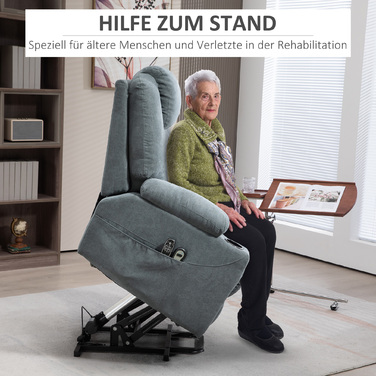 Масажне крісло HOMCOM Standing Aid, електричне, з 8 точками масажу, функція відкидання, функція підігріву, піна, 90x101x107см, темно-сірий
