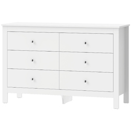 Комод на 6 шухляд, бічний столик (sideboard) з плавним ходом висувних ящиків для спальні, вітальні або передпокою, 118 x 39,5 x 75,5 см, білий