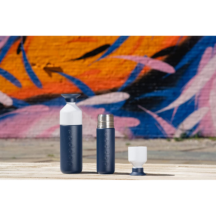 Термос Dopper Breaker Blue 350 мл – нержавіюча сталева термочашка для кави, чаю, подвійні стінки, тримає 24 год холод, 9 годин тепло, герметична, для напоїв, синя