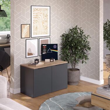 Кутова комодна тумба Vicco Wido, антрацит/сонома, 80x50 см, з дверцятами