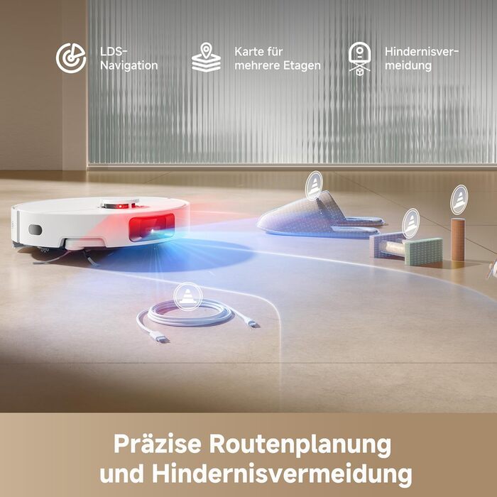 Робот-пилосос Dreame D20 Pro Plus: потужність 13000 Па, DuoBrush для шерсті тварин, очищення кутів, самостійна очистка, уникнення перешкод (LDS-навігація, лазер), суха та волога прибирання, для твердих підлог та килимів, акумулятор 5200 мАг