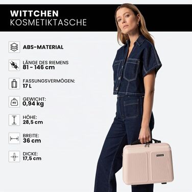 Валіза велика Wittchen Stripes Line XL (76.5x50x29 см) — Жорстка пластикова валіза-тролей ABS, 96 л, 4 колеса 360°, кодовий замок, телескопічна ручка, пудрово-рожева