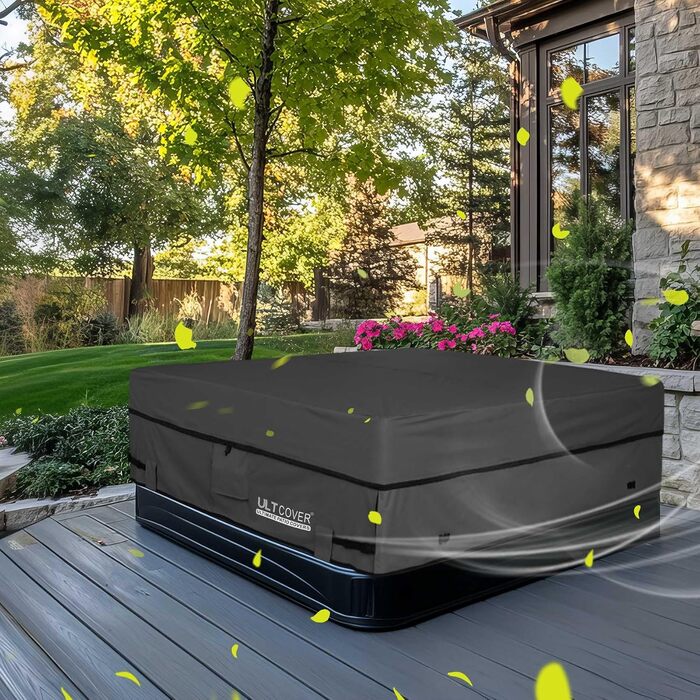 Водонепроникний чохол для гідромасажного джакузі Whirlpool ULTCOVER, квадратний, 183 x 183 см, 600D поліестер, чорний