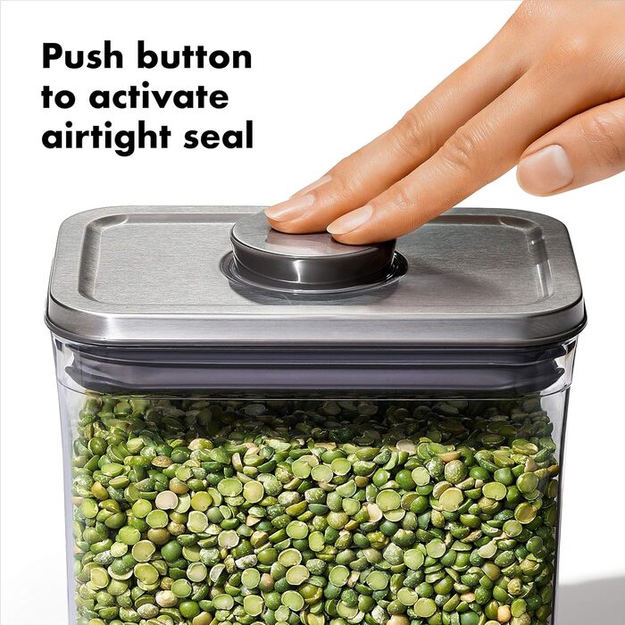 OXO SteeL прямокутний контейнер для зберігання продуктів 1,6 л, герметичний, із кришкою, нержавіюча сталь