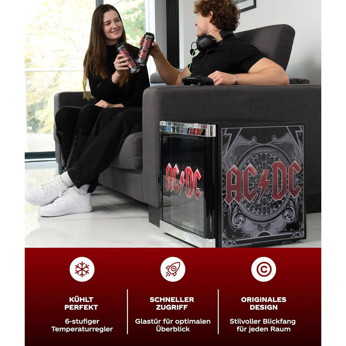 Міні-холодильник °CUBES AC/DC 48 л з скляними дверцятами для напоїв – бар, офіс, геймінг | Тихий та енергоефективний