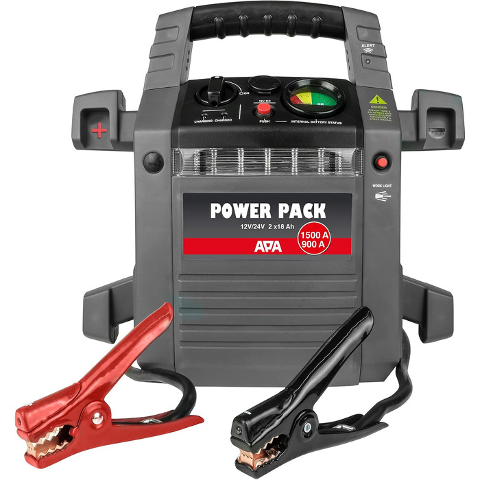 Пусковий пристрій APA 16524 Power Pack 12/24V, бустер для авто 900A, літій-іонний акумулятор, сірий
