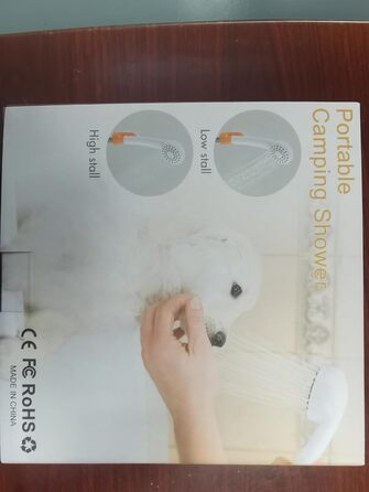 Портативний душ koopsmate для кемпінгу з LED-підсвіткою, акумулятором, дві батареї, душова насадка і шланг, для кемпінгу, саду та миття авто, помаранчевий