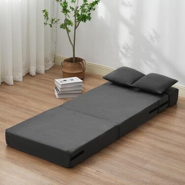 Диван-ліжко VEVOR 3-в-1 розкладний, з подушками, знімним чохлом, піна Memory Foam, сірий (односпальний) 1860x730x150 мм