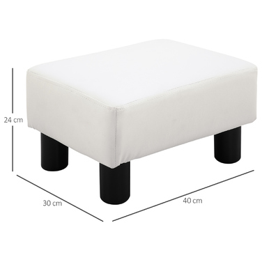 Табурет для ніг HOMCOM Chesterfield зі штучної шкіри, білий, 40x30x24см