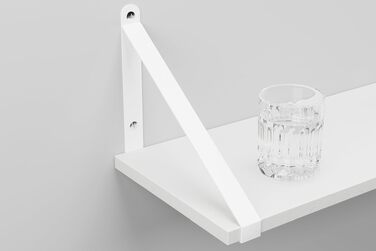 Набір настінних полиць CASSA ZENO (3 шт.) 80x20 см, білі, для вітальні, спальні, офісу, кухні, з металевими кронштейнами, деревина рустикального стилю