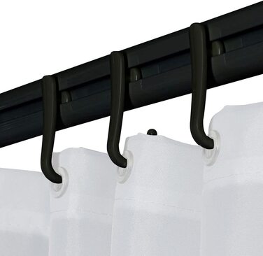 Душова штанга Sealskin Easy Roll, комплект: алюміній, чорна, монтаж на стелю, кільця, L/U/кутова форма