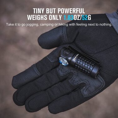 Налобний ліхтар OLIGHT Perun Mini Kit, 1000 лм, LED, USB зарядка, 100 м, 5 режимів, 60° регулювання, для риболовлі, бігу, кемпінгу, чорний