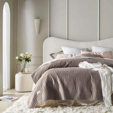 Покривало ROOM99 Feel Elegante 240x260 см, коричневе, велюрове, універсальне для ліжка та дивану, стьобане, стильне, для дому