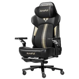 Ігрове крісло AutoFull M6 Ultra+ 2.0 з Shiatsu-масажем, підігрівом та охолодженням сидіння, поперековою підтримкою та підніжкою, чорно-золоте