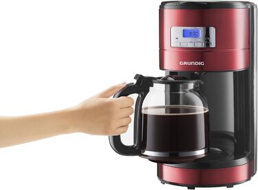 Кавоварка Grundig KM 6330 Red Sense, 1,8 л, 12 чашок, з цифровим годинником і програмованим стартом, металік червона