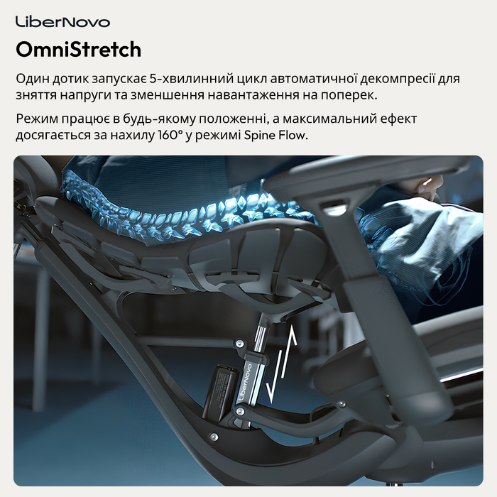 Крісло офісне ергономічне LiberNovo Omni Gen Glacier 48 см