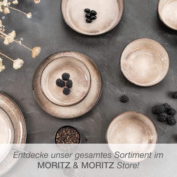 Набір обідніх тарілок Moritz & Moritz VIDA, порцеляна, 6 шт, бежевий колір, придатні для мікрохвильової печі та посудомийки