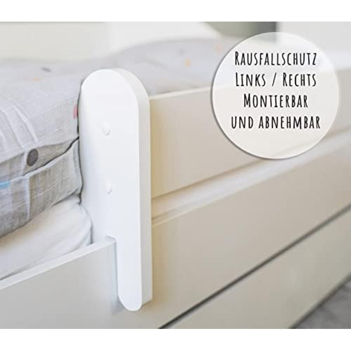 Дитяче ліжко Kids Collective 140x70 см з матрацом, висувним ящиком, бортиком та ламелями, біле