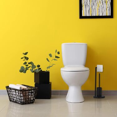 WC гарнітур Relaxdays: стоячий тримач для туалетного паперу та йоршик з підставкою, 53x20,5 см, чорний