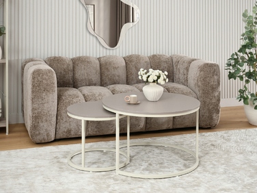 Круглий кавовий столик Mebel-Partner, 80 x 80 x 48,5 см, кремовий, відтінки бежевого