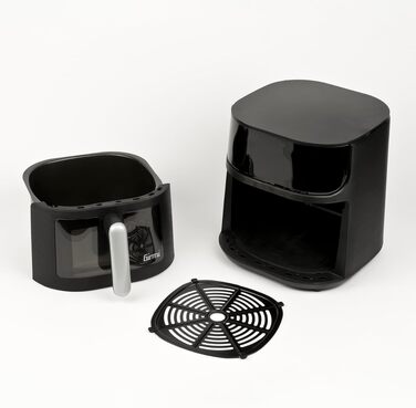 Аерофритюрниця Girmi FG26 Ecofrit Bis з двома зонами приготування, 9 л, 2400 Вт, цифровий дисплей, антипригарне покриття, BPA/PFOA Safe, чорний/сріблястий