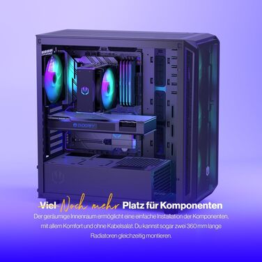 Комп'ютерний корпус ENDERFY Arx 700 ARGB ATX, 4x 140 мм ARGB вентилятори, Mesh, підтримка водяного охолодження 360 мм, ігровий корпус