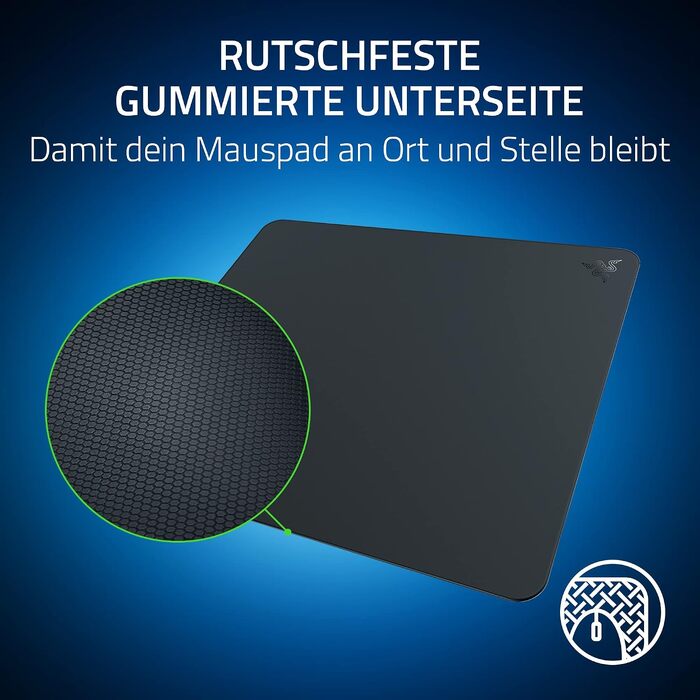 Скляний килимок для миші Razer Atlas — преміум ігровий килимок із загартованого скла, мікрогравірована гладка поверхня, стійкість до бруду та подряпин, чорний (450 x 400 x 5 мм)
