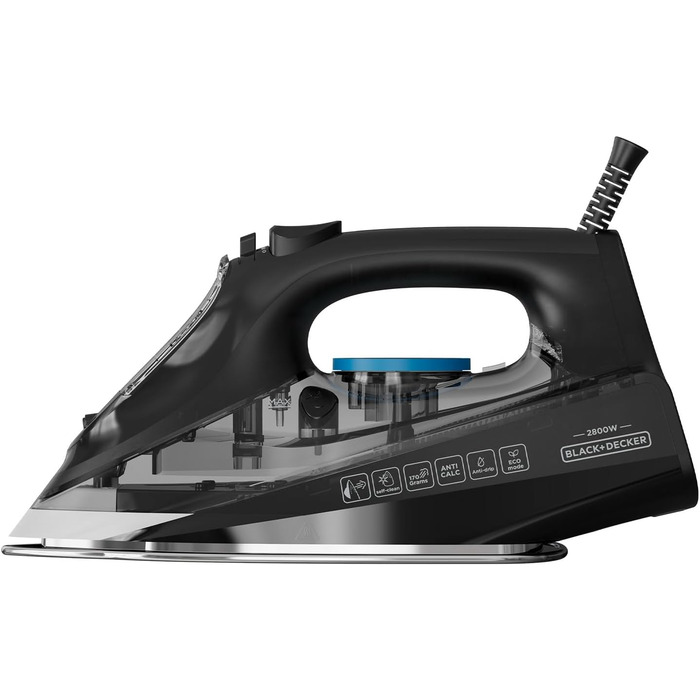Праска Black+Decker BXIR2606E: 2600W, керамічна підошва, вертикальне прасування, антикальк, 170 г/хв