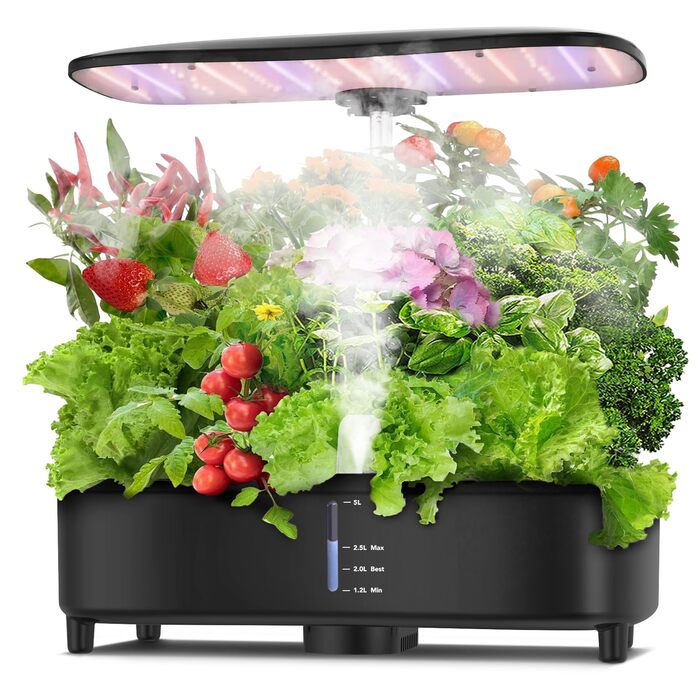 Система гідропоніки Sonidko для вирощування розсади з LED-лампою 48W, авто-таймером та регулюванням висоти, 5L резервуар