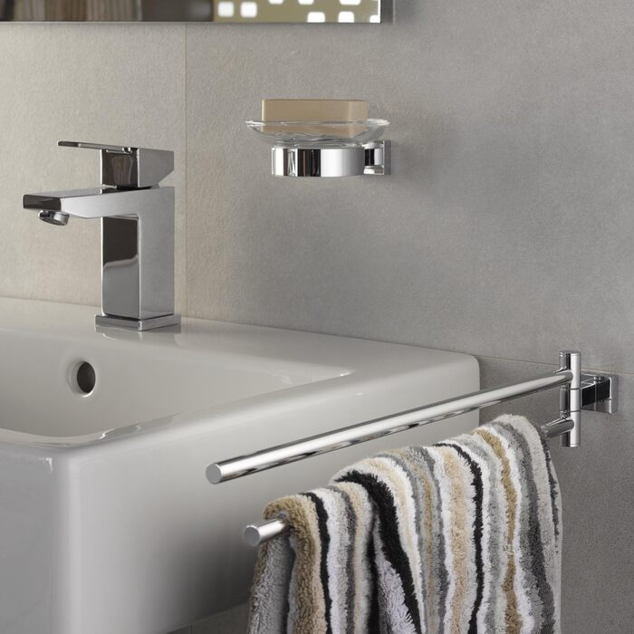 Тримач рушників GROHE Essentials, 2-х стійковий, поворотний, для свердління, з кріпленням, хром, 40371001