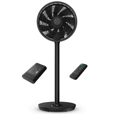Duux Whisper Flex 2 Smart Вентилятор: тихий (13 дБ), нічний режим, таймер, регульована висота (54-92 см), енергоефективний, з Wi-Fi та пультом (чорний, з акумулятором)