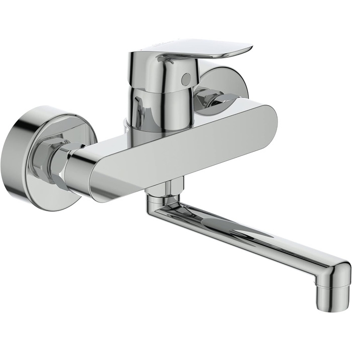 Змішувач настінний Ideal Standard Ceraflex з одним важелем, витяжка 202 мм, хромований, з регульованими з'єднаннями, водозберігаюча картридж CLICK