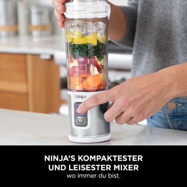 Портативний блендер Ninja Blast 530 мл, бездротовий, акумуляторний, для смузі, подрібнення льоду та фруктів, білий, BC151EUWH
