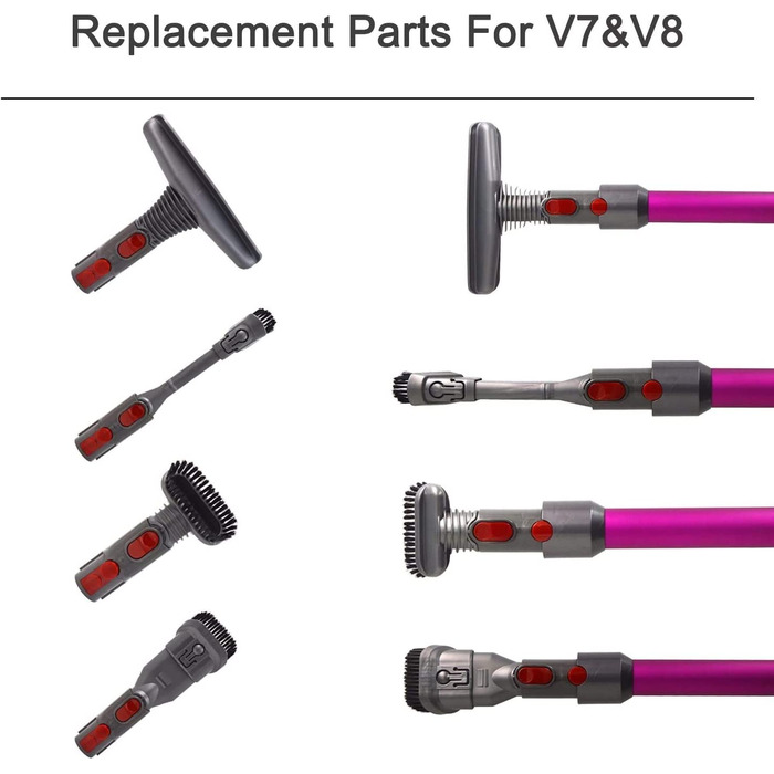 Набір аксесуарів 5-в-1 для пилососа Dyson V8 V7 V10 V6 DC19 DC29 DC34 DC33 DC35 DC62 — насадки, щітки, адаптер, змінні деталі