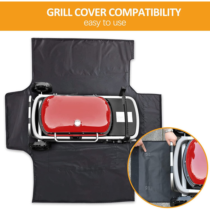 Чохол для газового гриля Weber Traveler, водонепроникний пилозахисний, 115x65x24 см, чорний, захисна накидка для BBQ, аксесуари для гриля