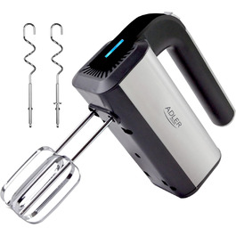 Ручний міксер ADLER AD 4225 INOX 800 Вт, 3 функції, кухонний міксер, чорний/сріблястий