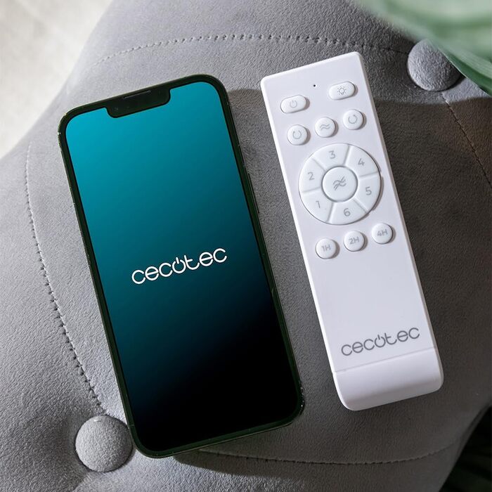 Стельовий вентилятор Cecotec Aero 5600 WiFi з підсвічуванням, 52 дюйми, 40 Вт, 3 лопаті, пульт ДУ, IP44, режим зима/літо, таймер (Білий/Чорний)