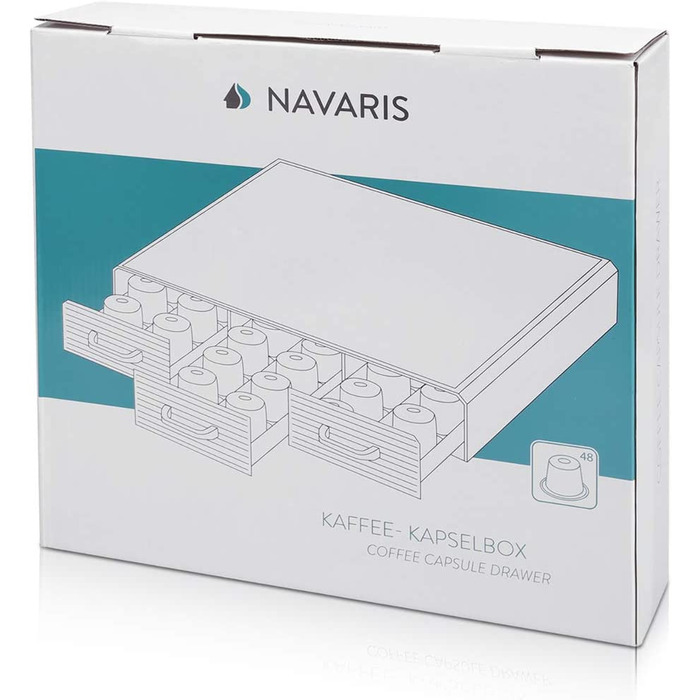 Navaris тримач для кавових капсул Nespresso, органайзер на 48 капсул, 3 шухляди, сучасний контейнер для зберігання кавових капсул