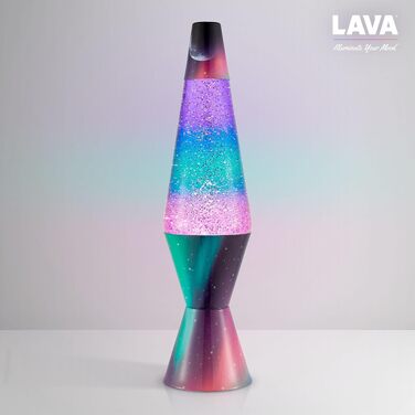 Лавова лампа Lava Original Polar Glimmer, 36.8 см — сріблястий блиск, багатоколірна підсвітка, декоративний нічник для дому
