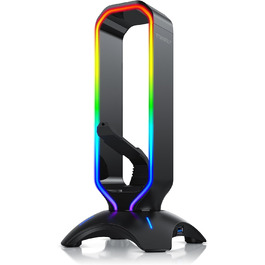 Підставка для ігрових навушників Titanwolf з LED підсвіткою, USB-хабом 2x USB 3.2 Gen1, мишебанджі, 6 RGB кольорів, зміна підсвітки