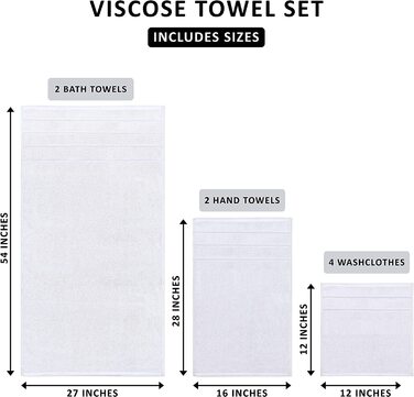 Набір рушників Utopia Towels 8 шт. з петелькою, 97% бавовна, високої якості, швидковисихаючі, 2 банних, 2 для рук, 4 для обличчя, білі