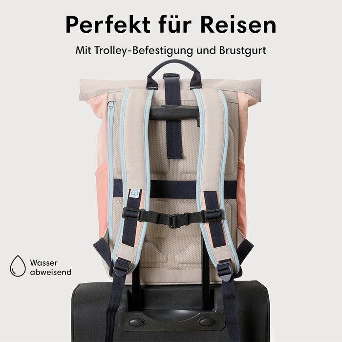 Рюкзак Johnny Urban Allen Medium 15L для жінок і чоловіків, водостійкий, з відділенням для ноутбука, для університету, велосипеда та бізнесу, екологічний, пісочний/рожевий