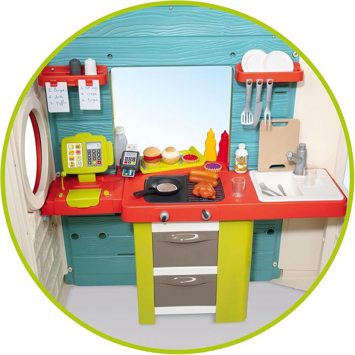 Дитячий ігровий будиночок Smoby Life Chef (124x132x135 см) з кухнею та прилавком, вуличний, з переробленого пластику, для дітей від 2 років