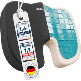 maxVitalis Ортопедична гелево-піна подушка для сидіння, ергономічна сидушка з ефектом пам'яті, для правильної постави та зняття тиску