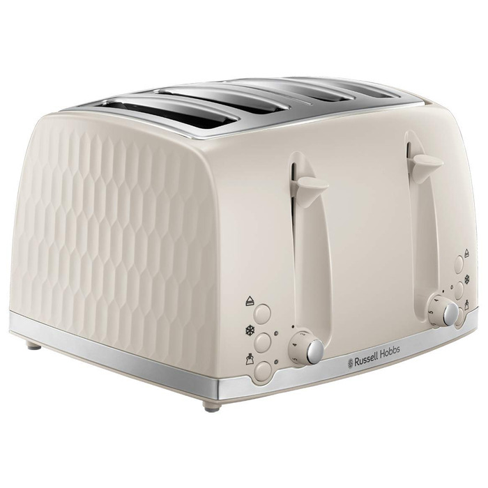 Тостер Russell Hobbs 26071 на 4 тости, кремовий: сучасний дизайн, широкі слоти, підйомний механізм