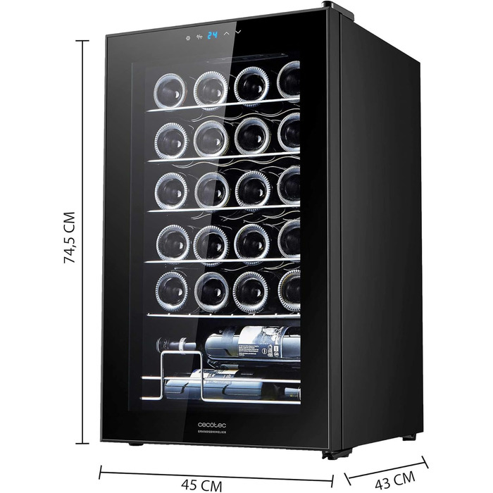 Холодильник для напоїв Cecotec Bolero GrandSommelier 2050 Black - 24 пляшки, компресорний, 5-18°C