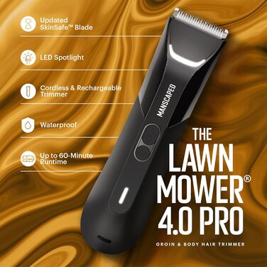MANSCAPED™ The Lawn Mower® 4.0 PRO – тример для інтимної зони та тіла чоловічий, водонепроникний, SkinSafe™ лезо, USB-C та бездротова зарядка, з блокуванням для подорожей